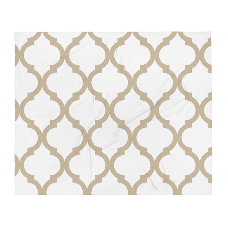 White and Beige Throw Blanket image 3