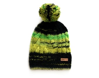 Black and Green Womens Winter Hat