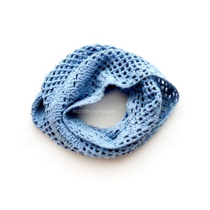 Light Blue Crochet Circle Scarf for Woman