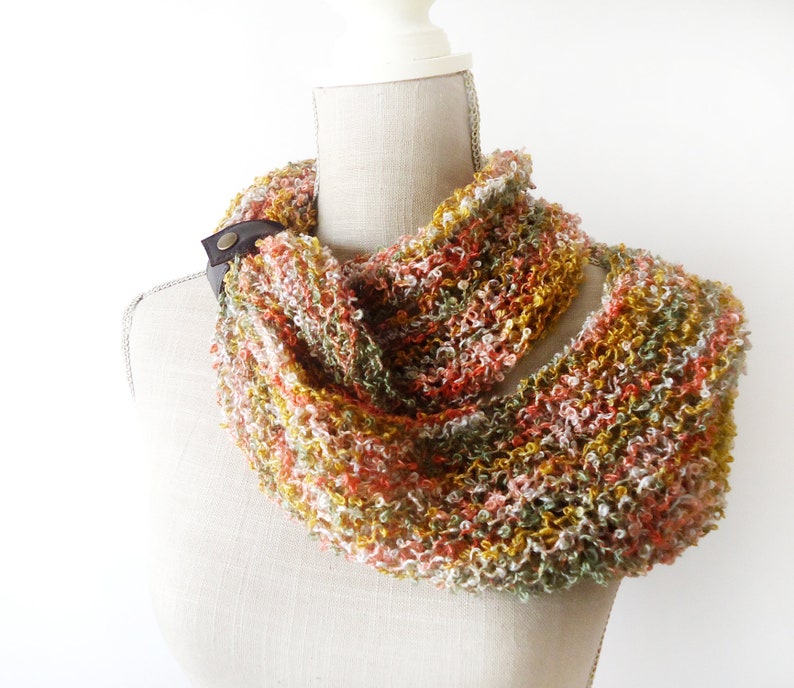 Orange Infinity Knit Scarf for Woman image 7