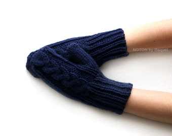 Blue Short Knitted Gloves for Woman