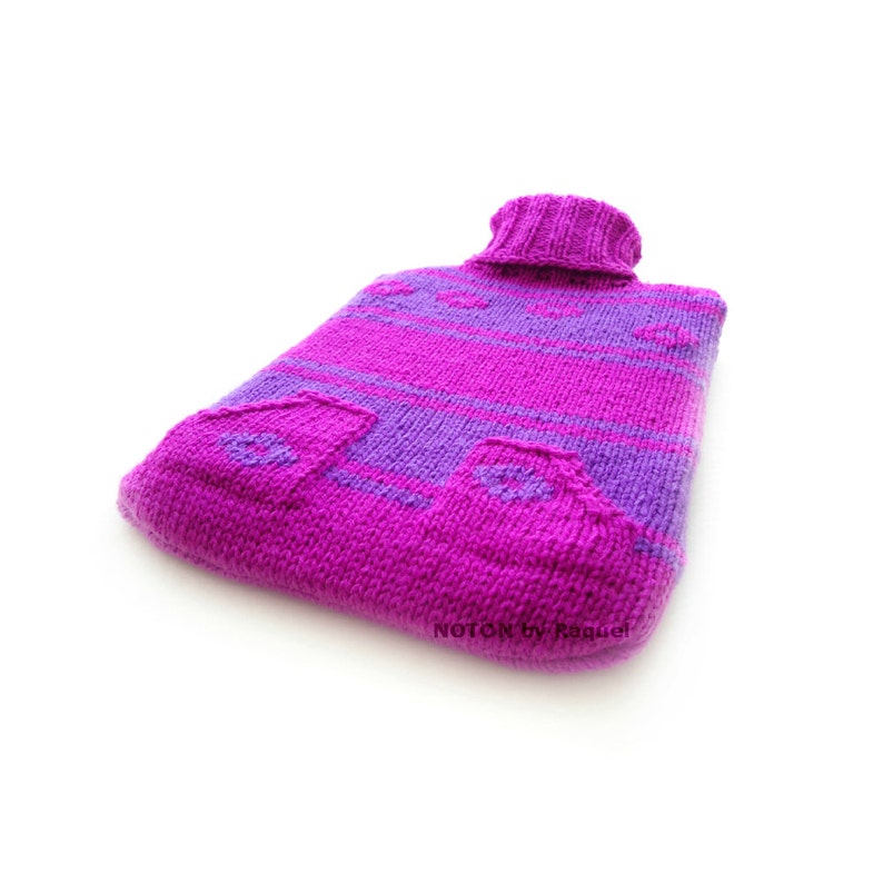 Violet and Purple Knit Hot Water Bottle Cover Etsy