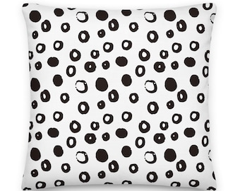 Black Dots White Square Throw Pillow - 22x22