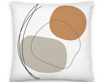 Gray and Brown Abstract Square Throw Pillow - 22x22