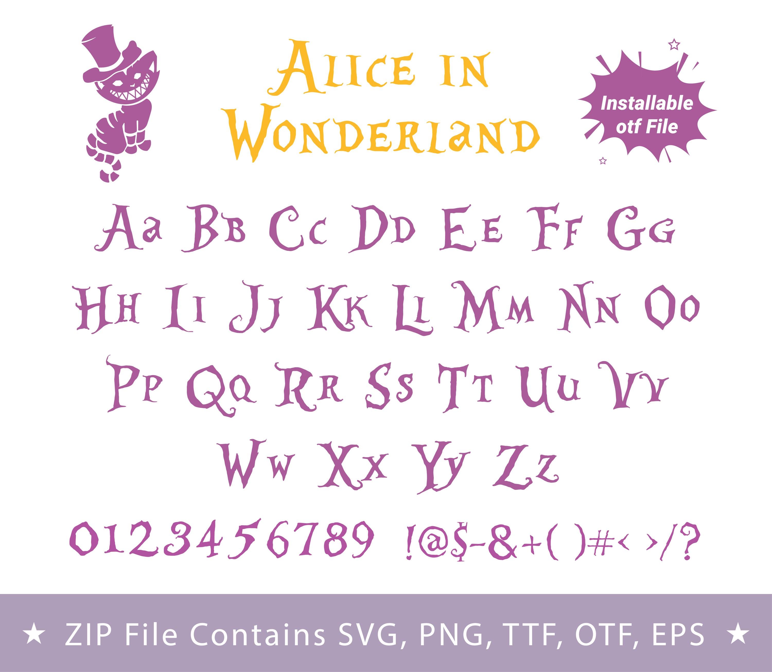 Alice Font Cartoon Letters Numbers SVG, PNG, TTF for Circuit Silhouette ...