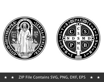 San Benito, Saint benedict, medal, catholic, Silhouette SvG file, St.benedict SvG, PNG, Religious SVG, dxf, san benito, Instant Download