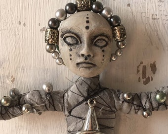 OOAK Original Art Handsculpted Bendable, Hanging, Doll, ‘Clementine'