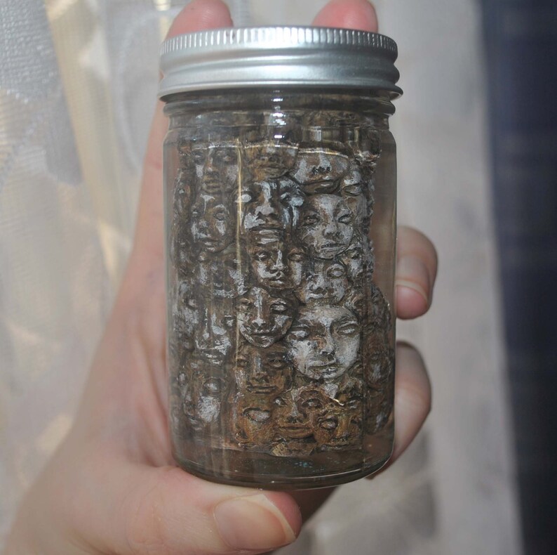 Jar of Polymer Clay Heads. Original Art Sculpture Etsy