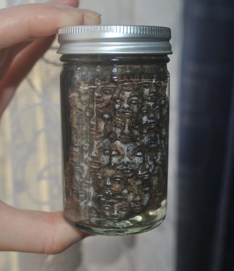 Jar of Polymer Clay Heads. Original Art Sculpture Etsy