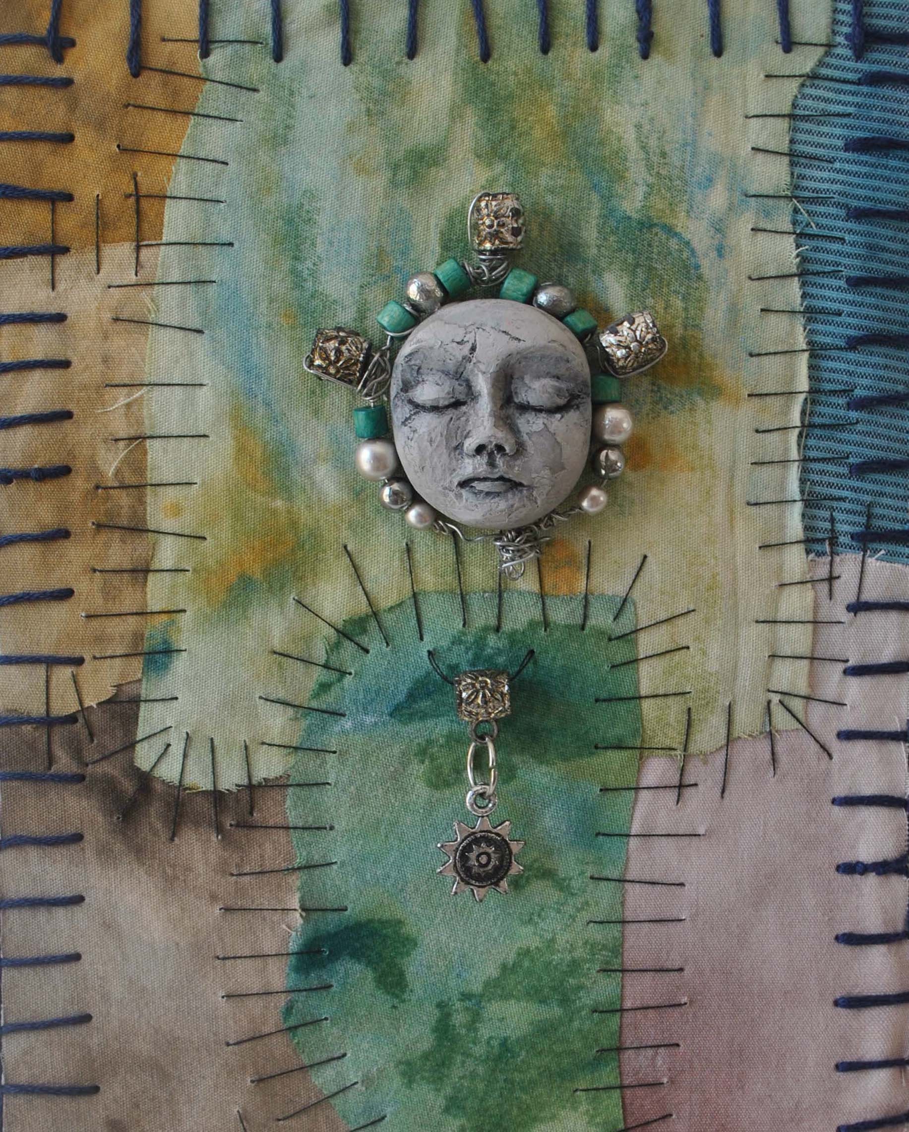 Hand Sculpted Doll Face and Mixed Media Textile Art Collage on Etsy UK