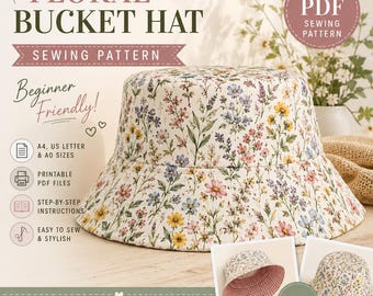 Wzór na kapelusz typu bucket hat w formacie PDF | Wzór na kapelusz letni | Łatwy w wykonaniu kapelusz przeciwsłoneczny | Wzór dla początkujących | Wzór na kapelusz dla niemowląt i kobiet