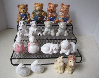 Lot of 8 Sets Vintage Ceramic Animal Salt and Pepper Shakers