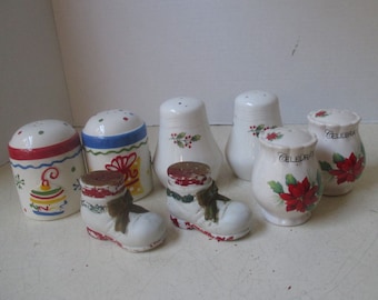 Lot of 4 Sets Vintage Ceramic Christmas Salt and Pepper Shakers