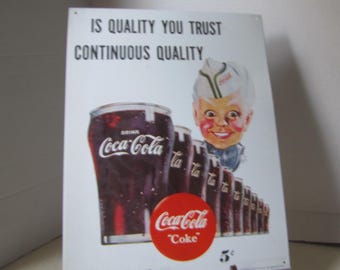 Vintage Coca Cola Sign Featuring Bottle Coke and The Sprite Boy