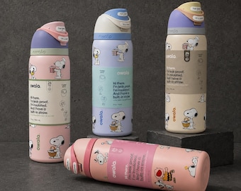 Snoopy Owala waterfles 950 ml / 700 ml, schattige geïsoleerde drinkbeker met rietje, herbruikbare reiswaterfles, cadeau voor Snoopy-fans