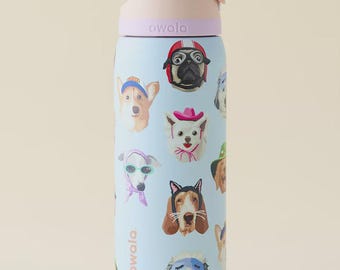 Diseño de collage de perros para botella de agua Owala de 946 ml, pegatina para vaso para amantes de los perros, calcomanía personalizada para botella de agua, diseño de cachorro, regalo para mamás perrunas.