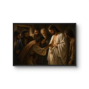 Doubting Thomas Resurrection Scene Canvas,Framed | Biblical Art John 20:28