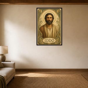 Iddo Biblical Portrait Wall Art, Olive Floral Arch, Framed Canvas
