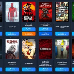 以下が含まれることがあります： Sekiro: Shadows Die Twice、Superhot、Red Dead Redemption 2、Assassin's Creed Shadows、Grand Theft Auto: San Andreas、Left 4 Dead、Until Dawn、Resident Evil、It Takes Two、Vampire: The Masquerade Bloodlines 2、Dispatch、The Elder Scrolls IV: Oblivionを含む12個のビデオゲームカバーを表示するデジタルグリッド。
