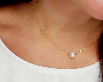 Dainty Freshwater Pearl Drop Necklace, Pearl necklace, Simple and Chic Bridal Jewelry, Bridesmaid Jewelry, Wedding Necklace, Cora necklace