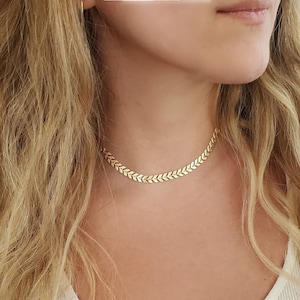 Gold Chevron Chain Necklace, Fishtail chain, Arrow Chain, Gold filled Chain, Gold Choker, Teen Gift idea, Gift for her image 1