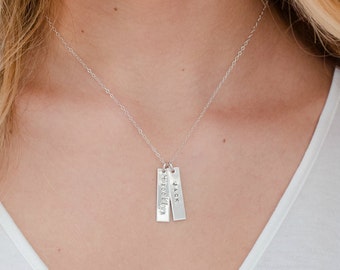 Name Necklace, Mothers Day Gift for Her, Personalized Jewelry, Gift for Grandma,Monogram Necklace, Bar Necklace, Gold Bar