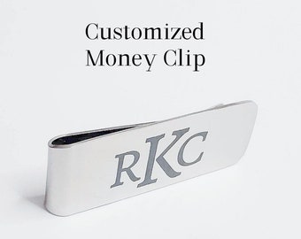 Gegraveerde geldclip - cadeau voor hem, op maat gegraveerd, handschriftcadeau, cadeau stalknecht, monogram geldclip