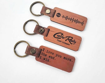 Custom Key Chain, Tune Tag, Secret Song Code, Gift for Boyfriend, Gift for spouse, Best Friend Gift, Wooden Key Chain, Engraved Key chain