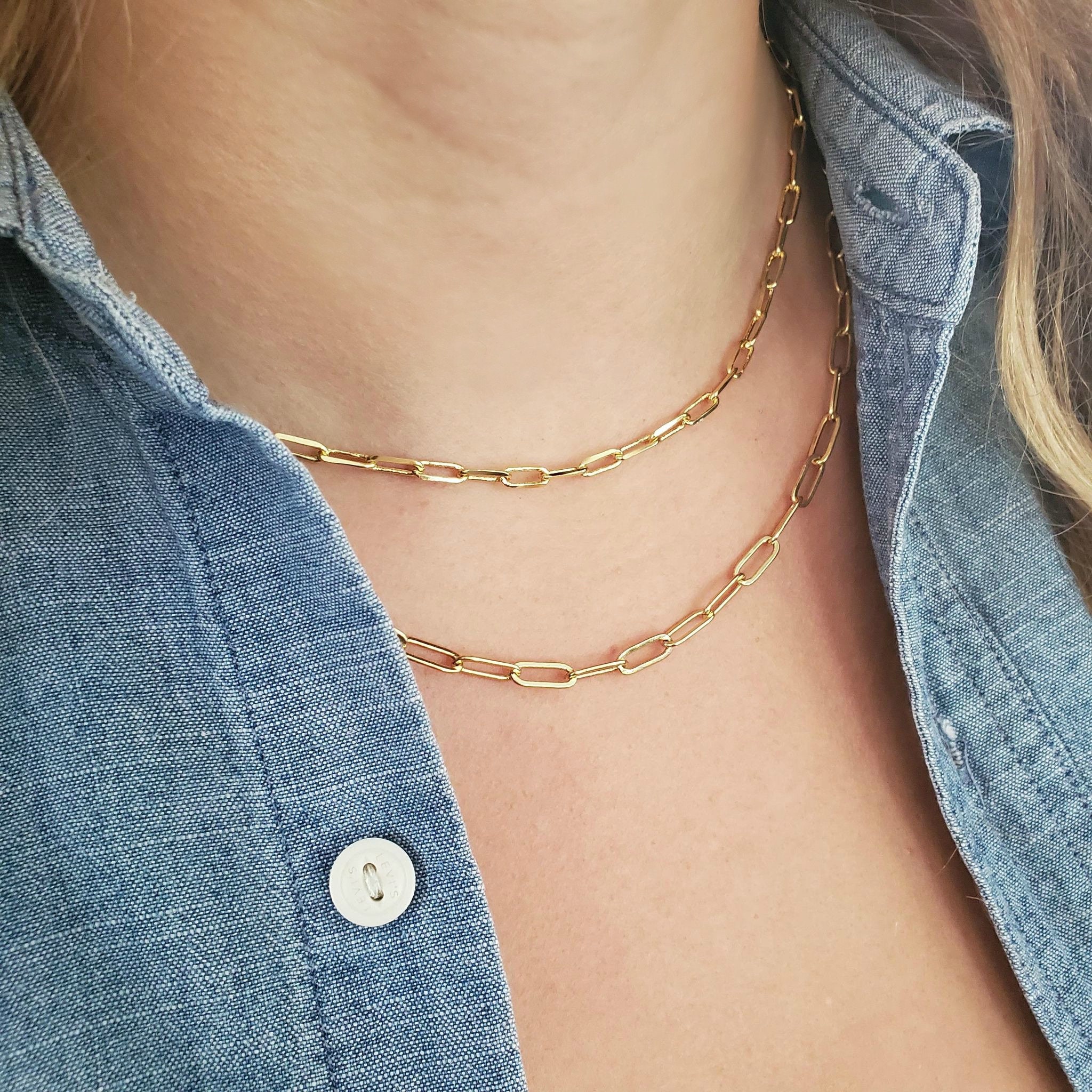 Gold Chain Necklace Gold Mini Paperclip 