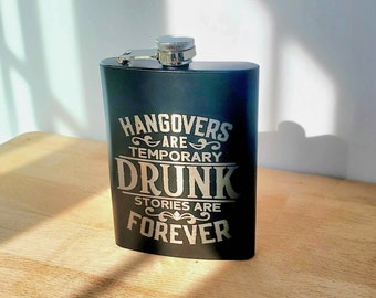 Custom Flask, Funny gift for him, Laser Engraved 8 oz Flask, Personalized Flask for Men, Groomsmen Gifts, Bachelor Party Gift,