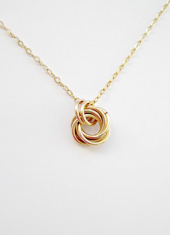Gold Knot Necklace Wedding Necklace Bridesmaid Gift Bridal Etsy