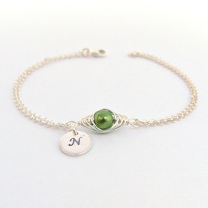 Personalized Pea Pod Bracelet,Initial Bracelet, Gift for Mom, 3 Pearl, Crystal Pearl, Sterling silver bracelet, gift for Grandma image 6