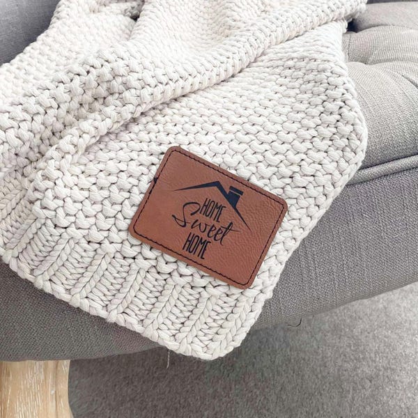 Personalized Blanket, New House gift, Realtor Closing Gift, Custom Cable knit Blanket, Monogrammed Chunky Cable Organic Cotton Blanket,