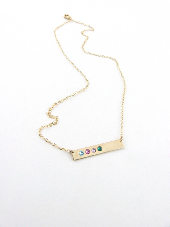 Birthstone Bar Necklace Personalized 