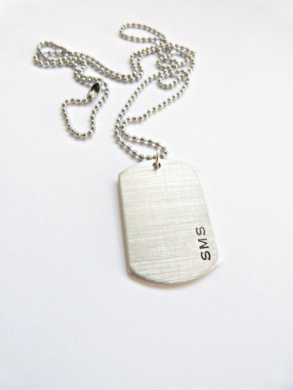 Mens Dog Tag Necklace Personalized Necklace Hand Stamped Etsy