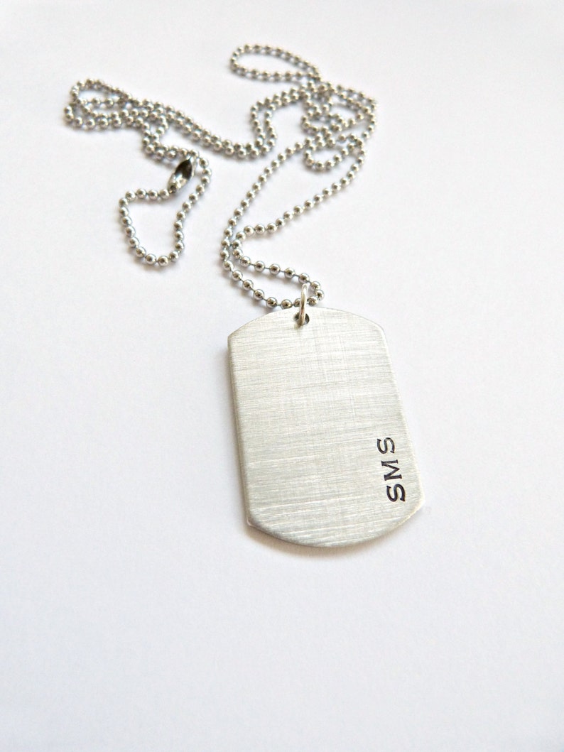 Mens Dog Tag Necklace Personalized Necklace Hand Stamped Etsy