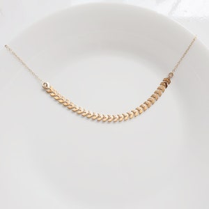 Gold Chevron Chain Necklace, Fishtail chain, Arrow Chain, Gold filled Chain, Gold Choker, Teen Gift idea, Gift for her image 2