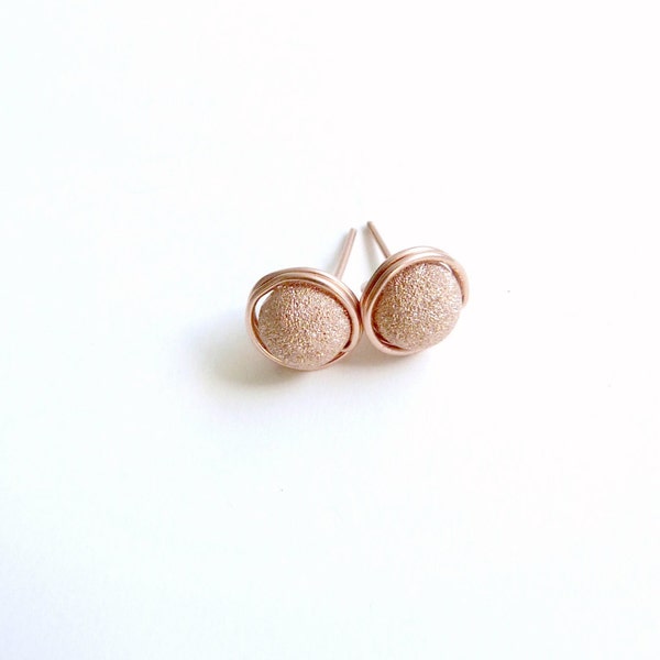 Rose Gold Stud Earrings Stardust Earrings Silver Stud Earrings Bridal Jewelry Bridesmaid Jewelry Mother of the Bride Gifts