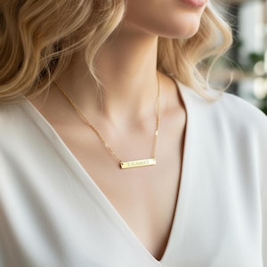 Custom Name Bar necklace, Gold Bar Necklace, Rose Gold Bar necklace, Silver Tone Necklace, Personalized gift for friend, mom, sister,grandma