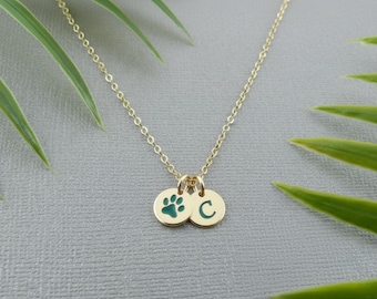 Dog Necklace for women, Mom gift, Pet Jewelry, Love Paw Necklace, Personalized Pet Necklace, Tiny Rose Gold Disc, Personalized Pet Jewelry