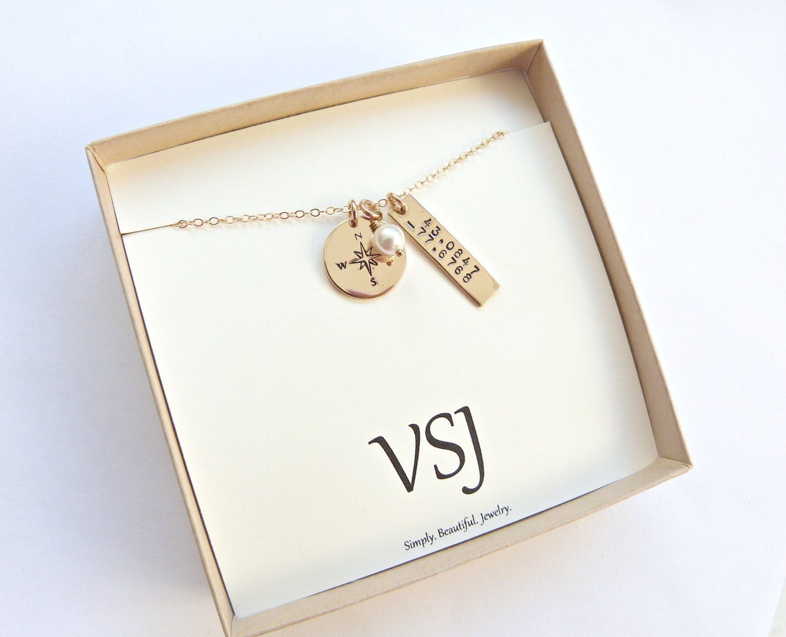 Custom Coordinates Rose Gold CoordinateJewelry Latitude Etsy
