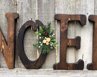 Christmas Decor Wood Noel Letters Mantle Decor Christmas Etsy