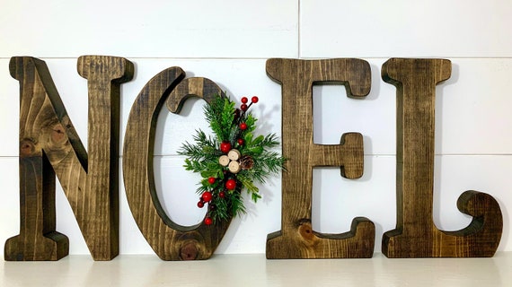 Christmas Decor Wood Noel Letters Mantle Decor Christmas Etsy