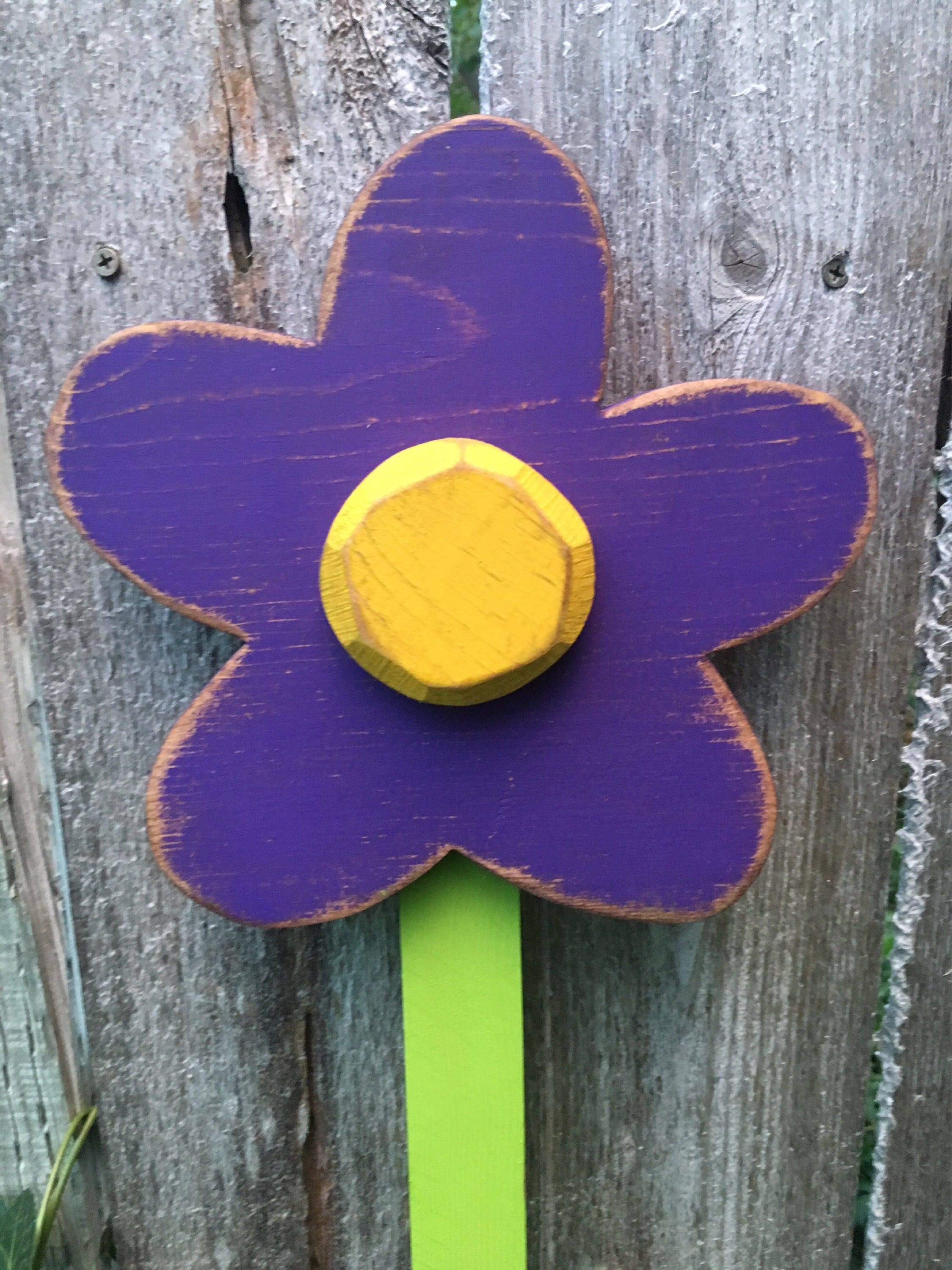 Garden Decor Flower Yard Stake Wooden Flower Yard Stake | Etsy
