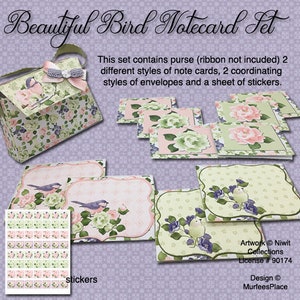 E83-Beautiful Bird Notecard Set-Digital Download