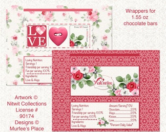 E119 - "Love" Chocolate Bar Wrappers - Digital Download