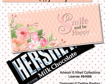 E47-Smile & Be Happy Chocolate Bar Box - Digital Download