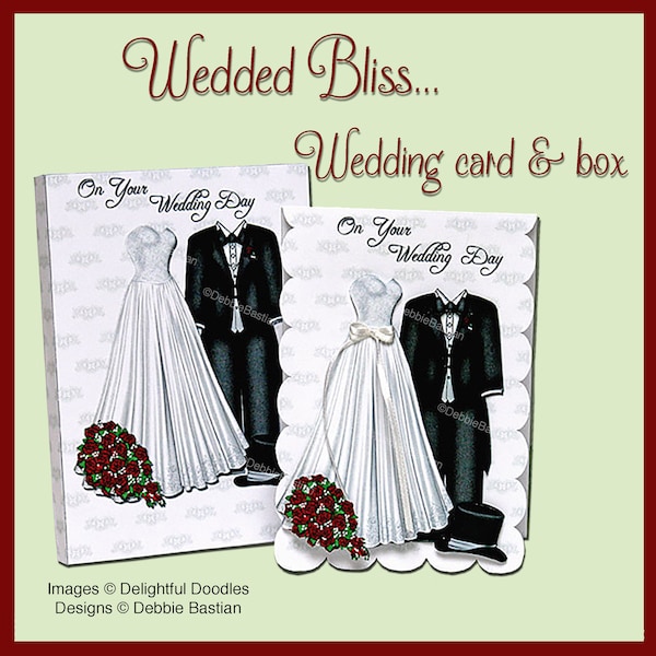 E137-Wedded Bliss - Tarjeta de boda y caja-descarga digital