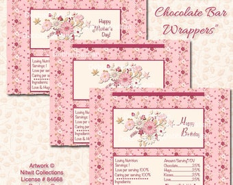 E30-Feminine Chocolate Bar Wrappers-Digital Download