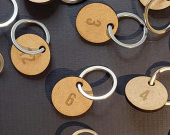 Numbered Keyring Set 1-15 | Laser Engraved Wood MDF | Handmade | Wardrobe, Kindergarten, Sports Key Box